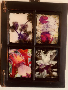 flowers in window with epoxy resin